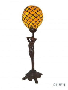 TIffany Table Lamp with a Standing Goddess